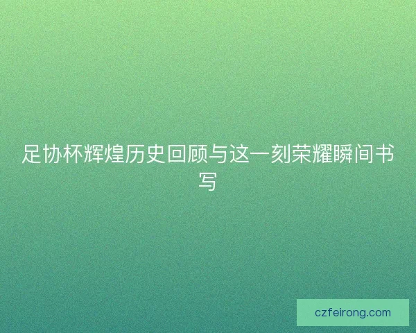 足协杯辉煌历史回顾与这一刻荣耀瞬间书写