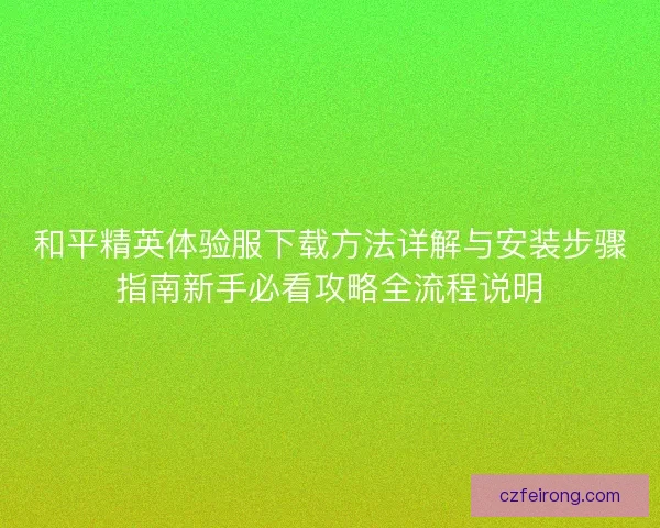 和平精英体验服下载方法详解与安装步骤指南新手必看攻略全流程说明