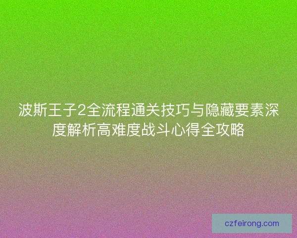 波斯王子2全流程通关技巧与隐藏要素深度解析高难度战斗心得全攻略