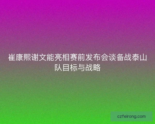 崔康熙谢文能亮相赛前发布会谈备战泰山队目标与战略